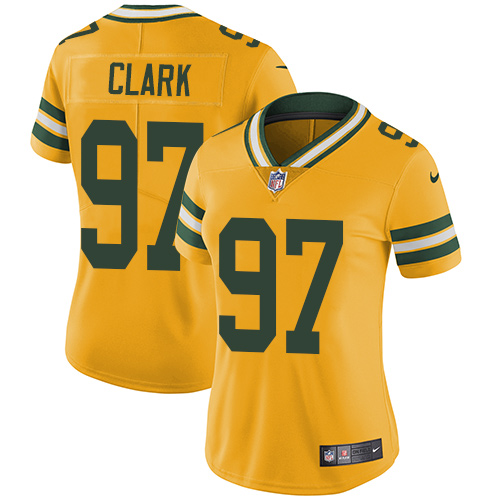 Green Bay Packers #97 Kenny Clark Yellow Women's Stitched Limited Rush Jersey Womens