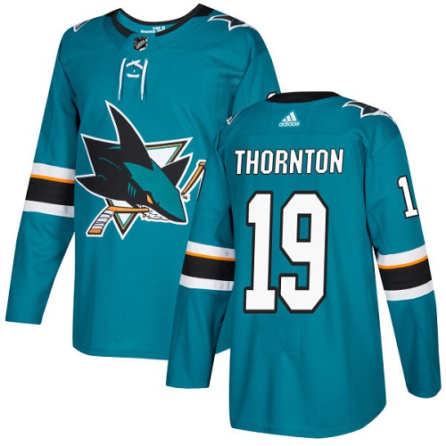 Adidas San Jose Sharks #19 Joe Thornton Teal Home Authentic Stitched Youth Jersey Youth