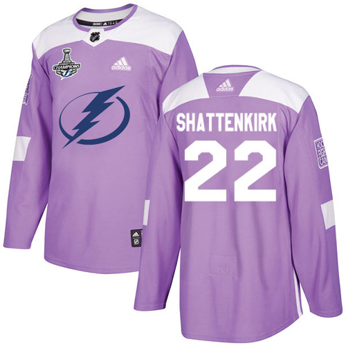 Adidas Tampa Bay Lightning #22 Kevin Shattenkirk Purple Authentic Fights Cancer Youth 2020 Stanley Cup Champions Stitched Jersey Youth