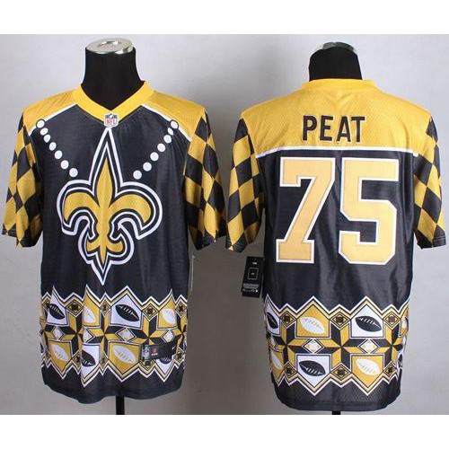New Orleans Saints #75 Andrus Peat Black Men's Stitched Elite Noble Fashion Jersey Men's