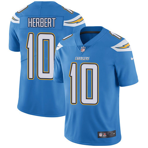 Chargers #10 Justin Herbert Electric Blue Alternate Youth Stitched Vapor Untouchable Limited Jersey