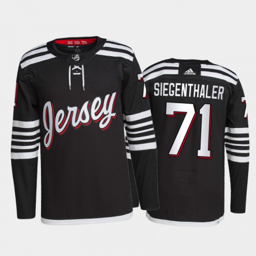 Adidas New Jersey Devils #71 Jonas Siegenthaler Men's 2021-22 Alternate Authentic Jersey - Black Men's