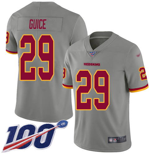 Washington Commanders #29 Derrius Guice Gray Men's Stitched Limited Inverted Legend 100th Season Jersey Men's