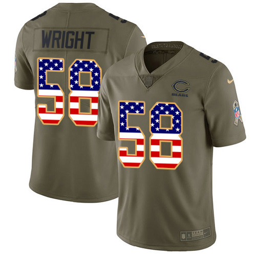 Bears #58 Darnell Wright Olive/USA Flag Youth Stitched Limited 2017 Salute To Service Jersey