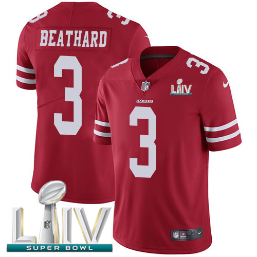 San Francisco 49ers #3 C.J. Beathard Red Super Bowl LIV 2020 Team Color Men's Stitched Vapor Untouchable Limited Jersey Men's