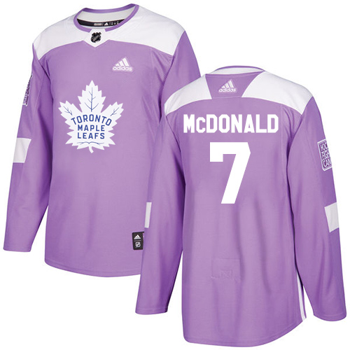 Adidas Maple Toronto Maple Leafs #7 Lanny McDonald Purple Authentic Fights Cancer Stitched Jersey Men's