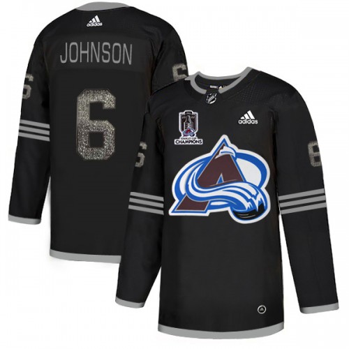 Adidas Colorado Avalanche #6 Erik Johnson Black 2022 Stanley Cup Champions Authentic Classic Stitched Jersey Men's