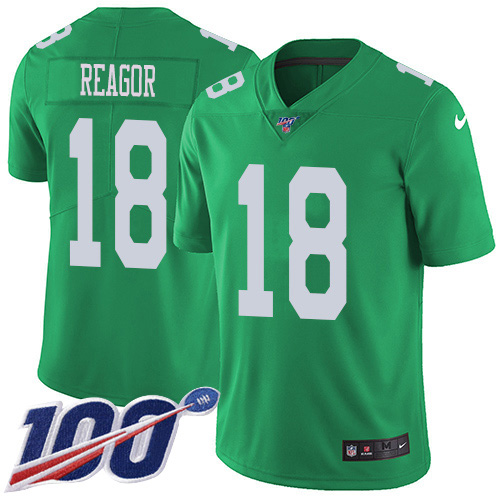 Philadelphia Eagles #18 Jalen Reagor Green Men's Stitched Limited Rush 100th Season Jersey Men's
