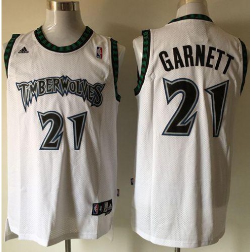Minnesota Timberwolves #21 Retro Kevin Garnett White Stitched Jersey Mens