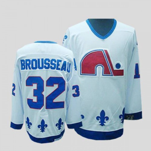 Quebec Nordiques #32 Paul Brousseau Stitched CCM Throwback White Jersey Men's