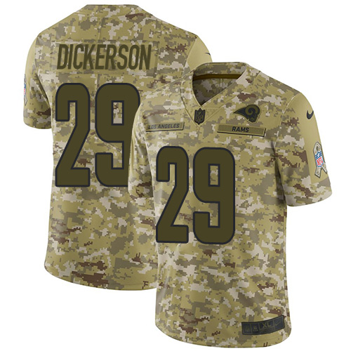 Rams #29 Eric Dickerson Camo Men's Stitched Limited 2018 Salute To Service Jersey