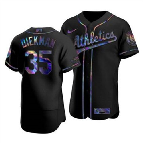 Oakland Oakland Athletics #35 Jake Diekman Men's Iridescent Holographic Collection Jersey - Black Men's