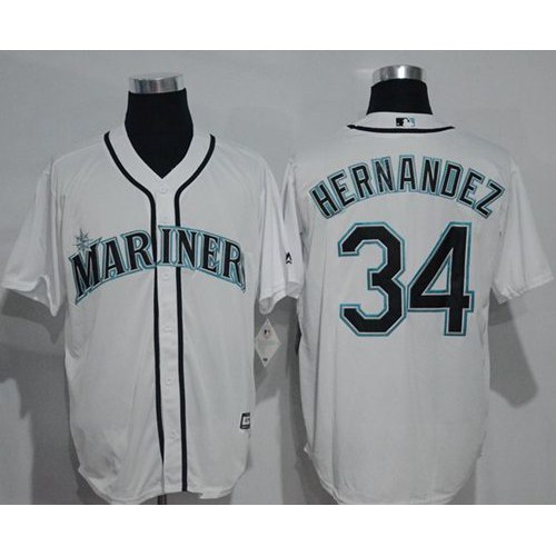 Seattle Mariners #34 Felix Hernandez White New Cool Base Stitched Jersey Men's