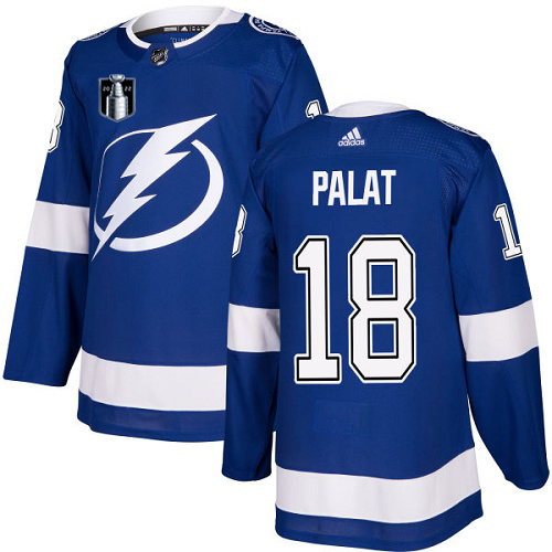 Adidas Tampa Bay Lightning #18 Ondrej Palat Blue 2022 Stanley Cup Final Patch Youth Home Authentic Stitched Jersey Youth