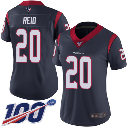 Houston Texans #20 Justin Reid Navy Blue Team Color Women's Stitched 100th Season Vapor Limited Jersey Womens