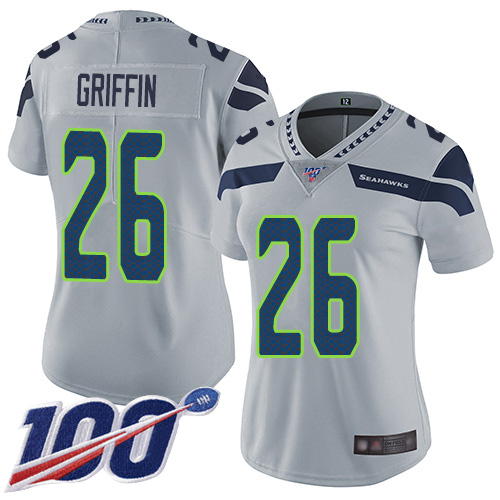 Seattle Seahawks #26 Shaquem Griffin Grey Alternate Women's Stitched 100th Season Vapor Limited Jersey Womens