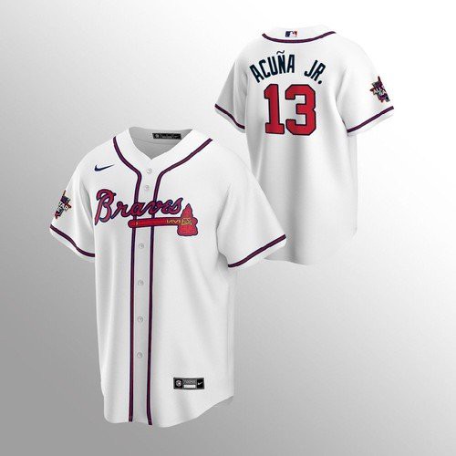 Atlanta Atlanta Braves #13 Ronald Acuna Jr. 150th Anniversary 2021 World Series Youth Jersey - White Youth