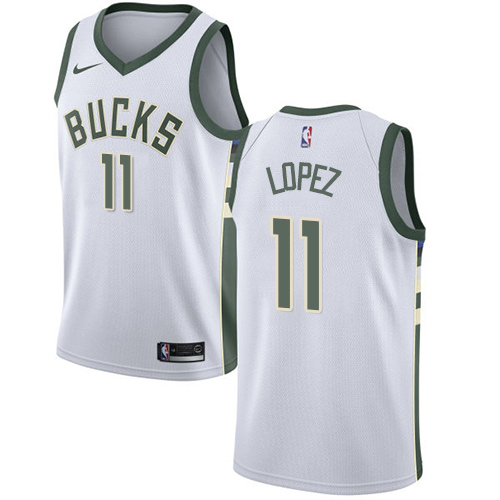 Milwaukee Bucks #11 Brook Lopez White Swingman Association Edition Jersey Mens