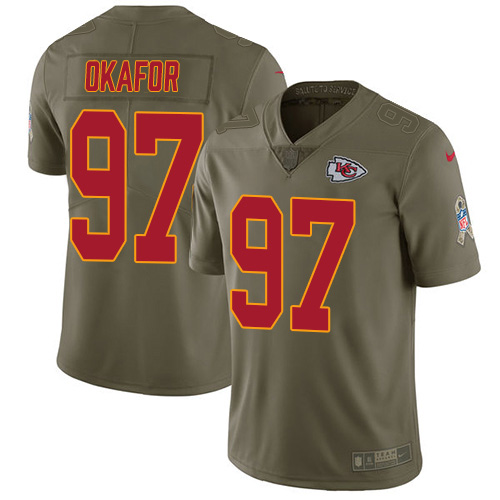 Kansas City Chiefs #97 Alex Okafor Olive Men's Stitched Limited 2017 Salute to Service Jersey Men's