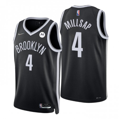 Brooklyn Nets #4 Paul Millsap Black Mens 2021-22 75th Anniversary Diamond Swingman Jersey - Icon Edition Mens