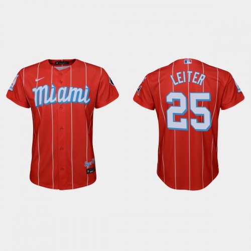 Miami Miami Marlins #25 Al Leiter Youth 2021 City Connect Authentic Jersey Red Youth