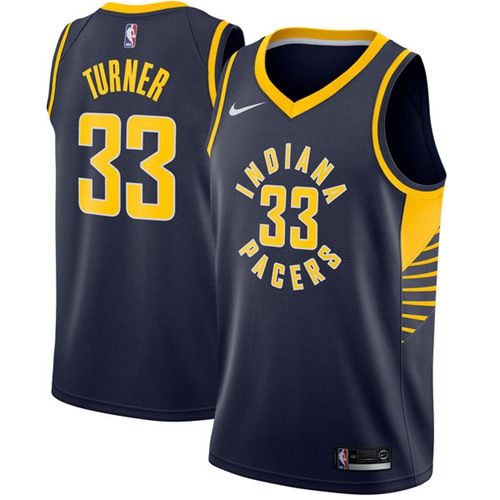 Indiana Pacers #33 Myles Turner Navy Blue Swingman Icon Edition Jersey Mens