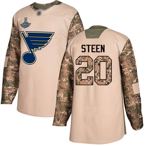 Adidas St. Louis Blues #20 Alexander Steen Camo Authentic 2017 Veterans Day Stanley Cup Champions Stitched Jersey Men's