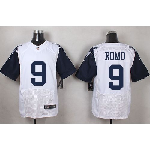 Dallas Cowboys #9 Tony Romo White Men's Stitched Elite Rush Jersey Men's
