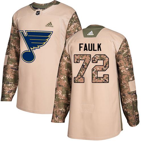 Adidas St. Louis Blues #72 Justin Faulk Camo Authentic 2017 Veterans Day Stitched Jersey Men's