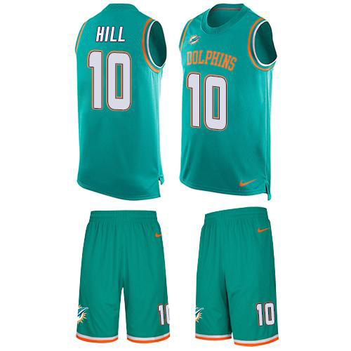 Dolphins #10 Tyreek Hill Aqua Green Team Color Men's Stitched Limited Tank Top Suit Jersey