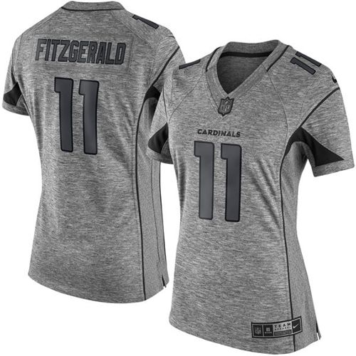 Cardinals #11 Larry Fitzgerald Gray Women's Stitched Limited Gridiron Gray Jersey