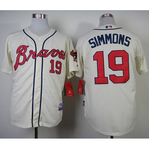 Atlanta Braves #19 Andrelton Simmons Cream Alternate Cool Base Stitched Jersey Men's