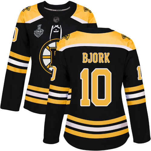 Adidas Boston Bruins #10 Anders Bjork Black Home Authentic Stanley Cup Final Bound Women's Stitched Jersey Womens