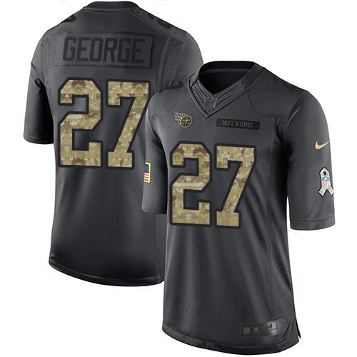 Tennessee Titans #27 Eddie George Black Men's Stitched Limited 2016 Salute To Service Jersey Men's