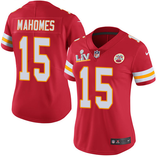 Chiefs #15 Patrick Mahomes Red Team Color Women's Super Bowl LV Bound Stitched Vapor Untouchable Limited Jersey