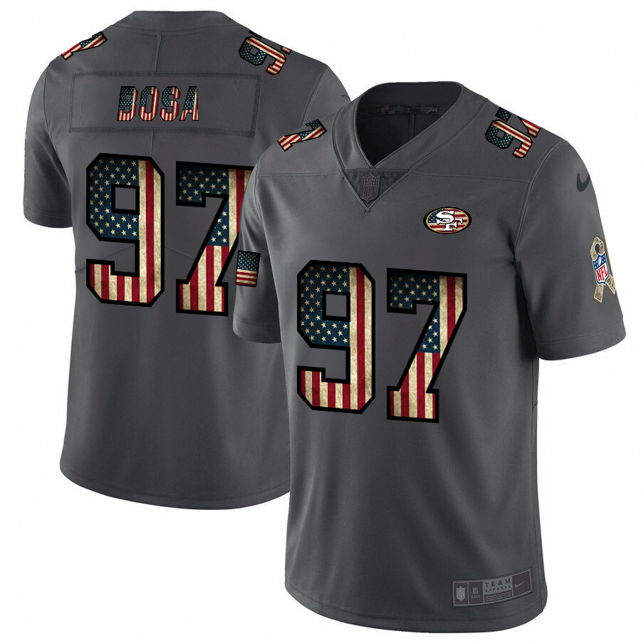 San Francisco 49ers #97 Nick Bosa 2018 Salute To Service Retro USA Flag Limited Jersey