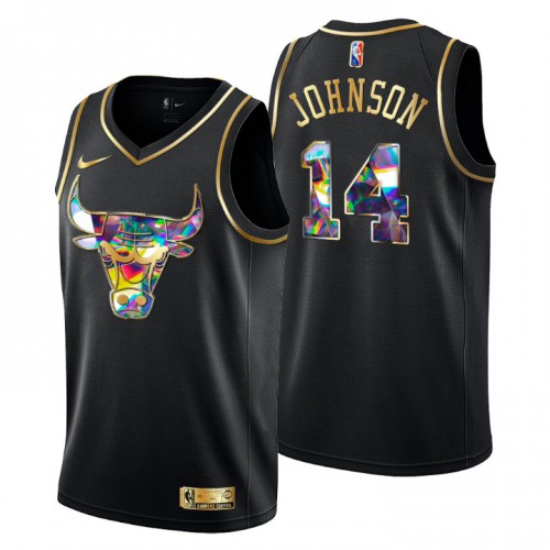 Chicago Chicago Bulls #14 Stanley Johnson Mens Golden Edition Diamond Logo 2021/22 Swingman Jersey - Black Mens