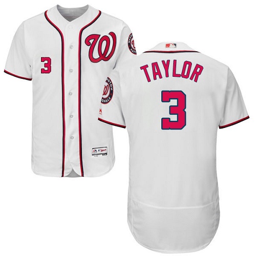 Washington Nationals #3 Michael Taylor White Flexbase Authentic Collection Stitched Jersey Men's