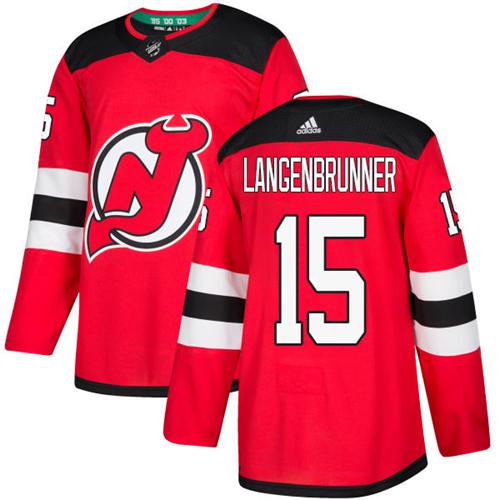 Adidas New Jersey Devils #15 Jamie Langenbrunner Red Home Authentic Stitched Jersey Men's