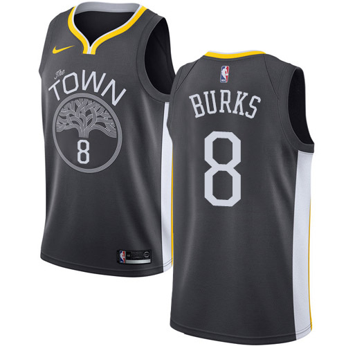 Golden State Warriors #8 Alec Burks Black Swingman Statement Edition Jersey Mens