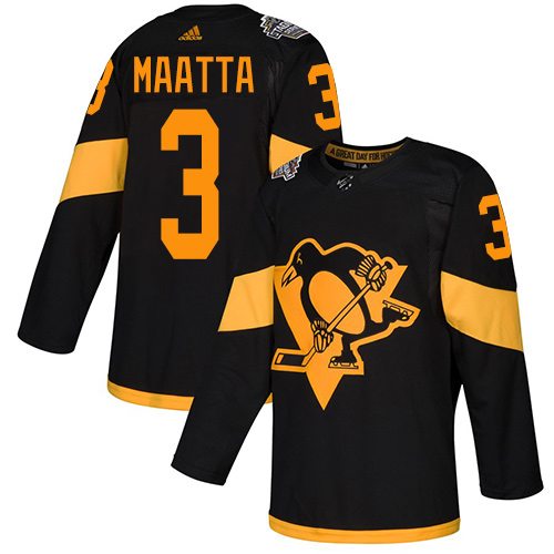 Adidas Pittsburgh Penguins #3 Olli Maatta Black Authentic 2019 Stadium Series Stitched Jersey Men's