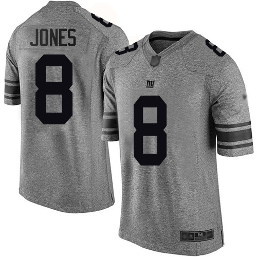 Giants #8 Daniel Jones Gray Men's Stitched Limited Gridiron Gray Jersey