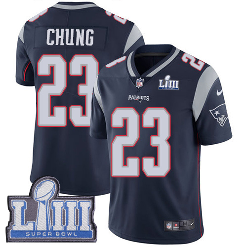 New England Patriots #23 Patrick Chung Navy Blue Team Color Super Bowl LIII Bound Youth Stitched Vapor Untouchable Limited Jersey Youth