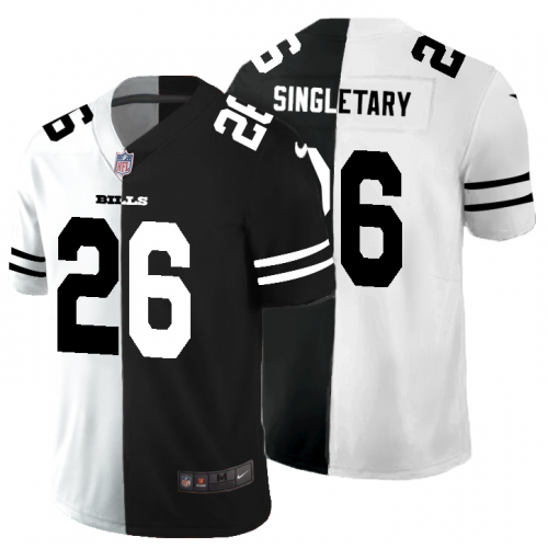 Buffalo Buffalo Bills?#26 Devin Singletary Men's Black V White Peace Split Vapor Untouchable Limited Jersey Men's