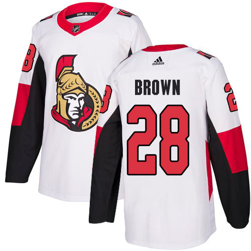 Adidas Ottawa Senators #28 Connor Brown White Road Authentic Stitched Youth Jersey Youth