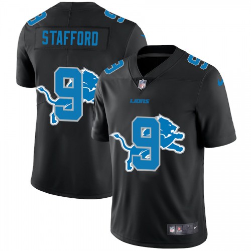 Detroit Detroit Lions #9 Matthew Stafford Men's Team Logo Dual Overlap Limited Jersey Black Men's