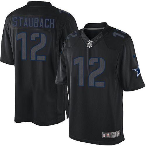 Cowboys #12 Roger Staubach Black Men's Stitched Impact Limited Jersey