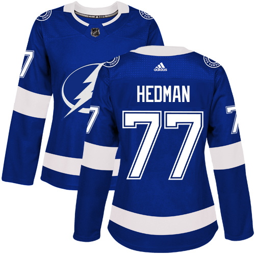 Adidas Tampa Bay Lightning #77 Victor Hedman Blue Home Authentic Women's Stitched Jersey Womens