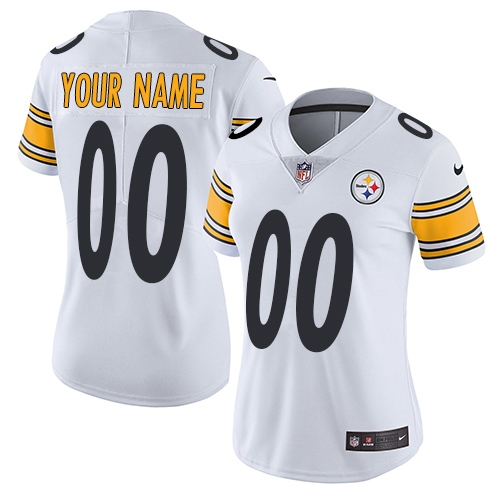 Pittsburgh Steelers Customized White Stitched Vapor Untouchable Limited Women's Jersey