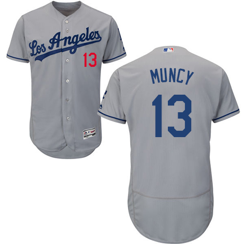 Los Angeles Dodgers #13 Max Muncy Grey Flexbase Authentic Collection Stitched Jersey Men's
